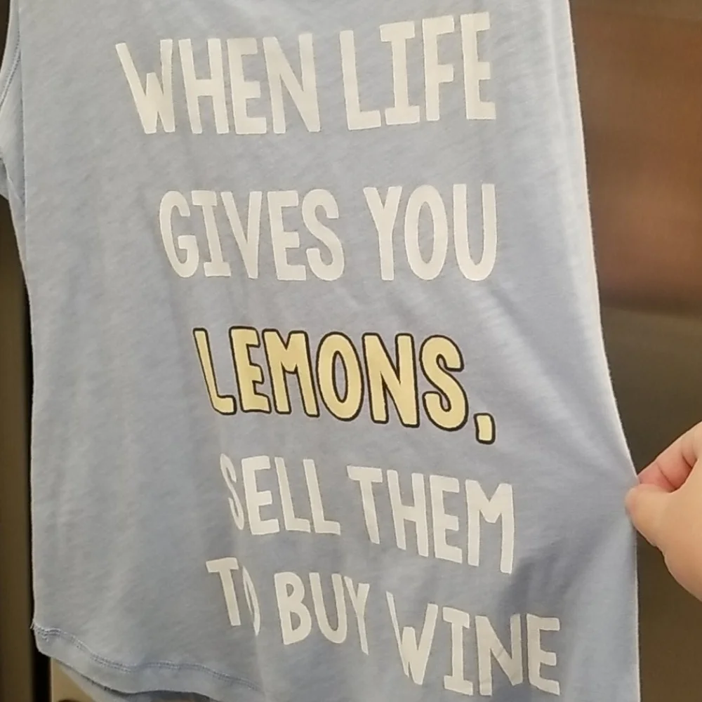 💕PJ SALVAGE💕 Lemons & Wine Graphic PJ Tank Top